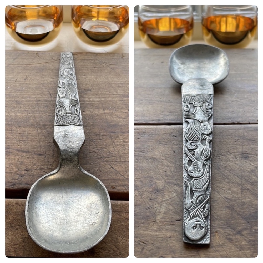DAVID ANDERSEN Vintage Stopt Tinn Norway Pewter Oseberg Engraving